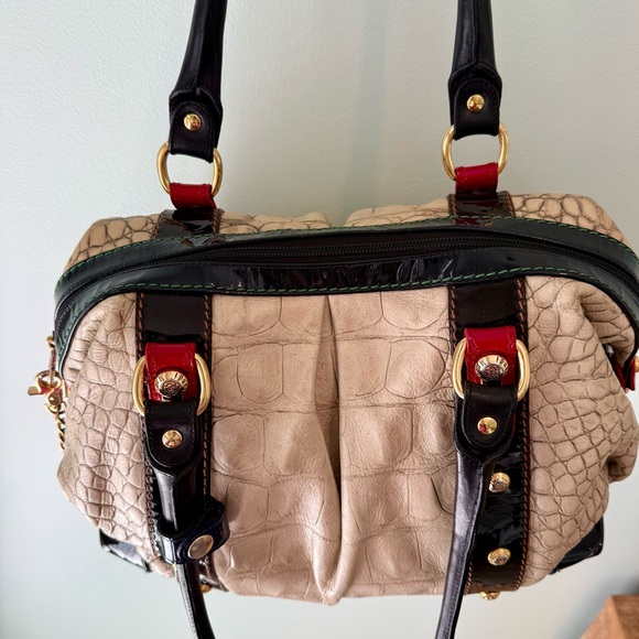 Fabulous Marino Orlandi Beige Croc Leather Large Boxy Purse Bag EUC Statement - Picture 7 of 14